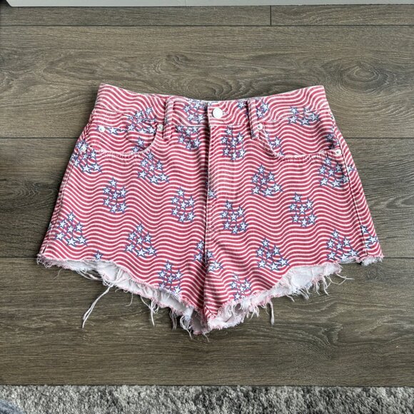 Alexander Wang T Bite Star Print Cutoff Denim Shorts - Picture 4 of 13